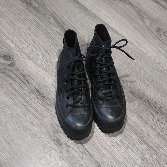 Converse BLACK Leather High Tops UNISEX - Picture 3 of 9